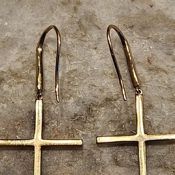RARE MODERN LUXURY LANA JEWELRY FLAWLESS DIAMOND 14K GOLD CROSS PIERCED EARRINGS - Picture 12 of 15